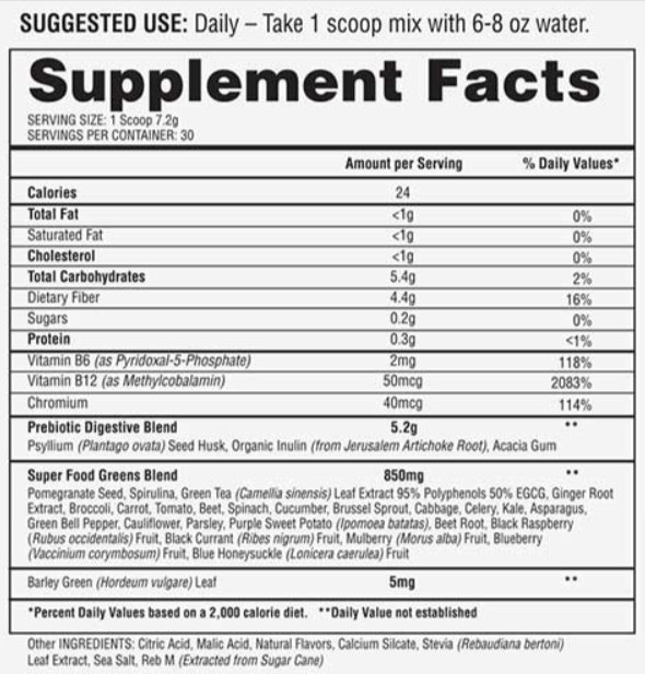 FiberGreens Supplements Facts